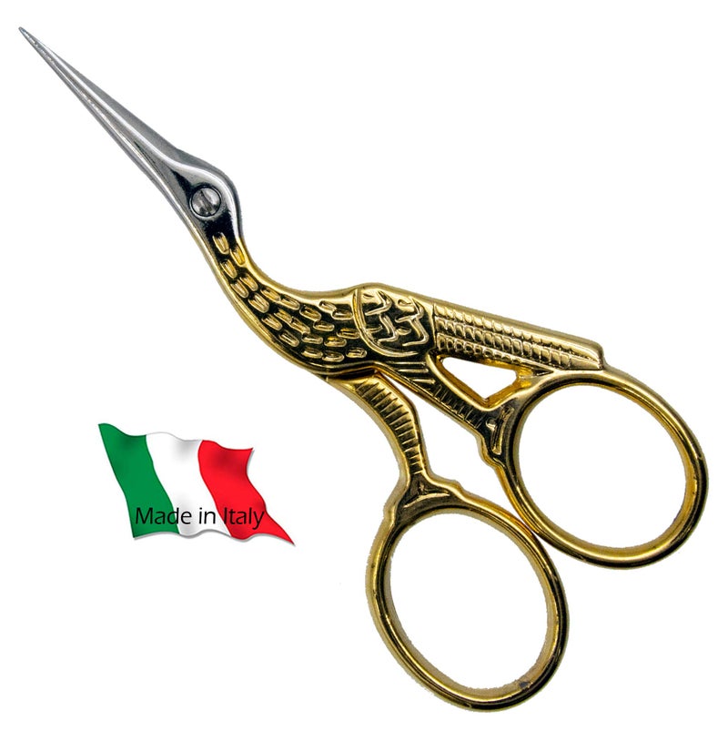 Ultima 3-1/2-Inch Forged, Gold-Plated, Stork Embroidery & Sewing Scissors - Image 1